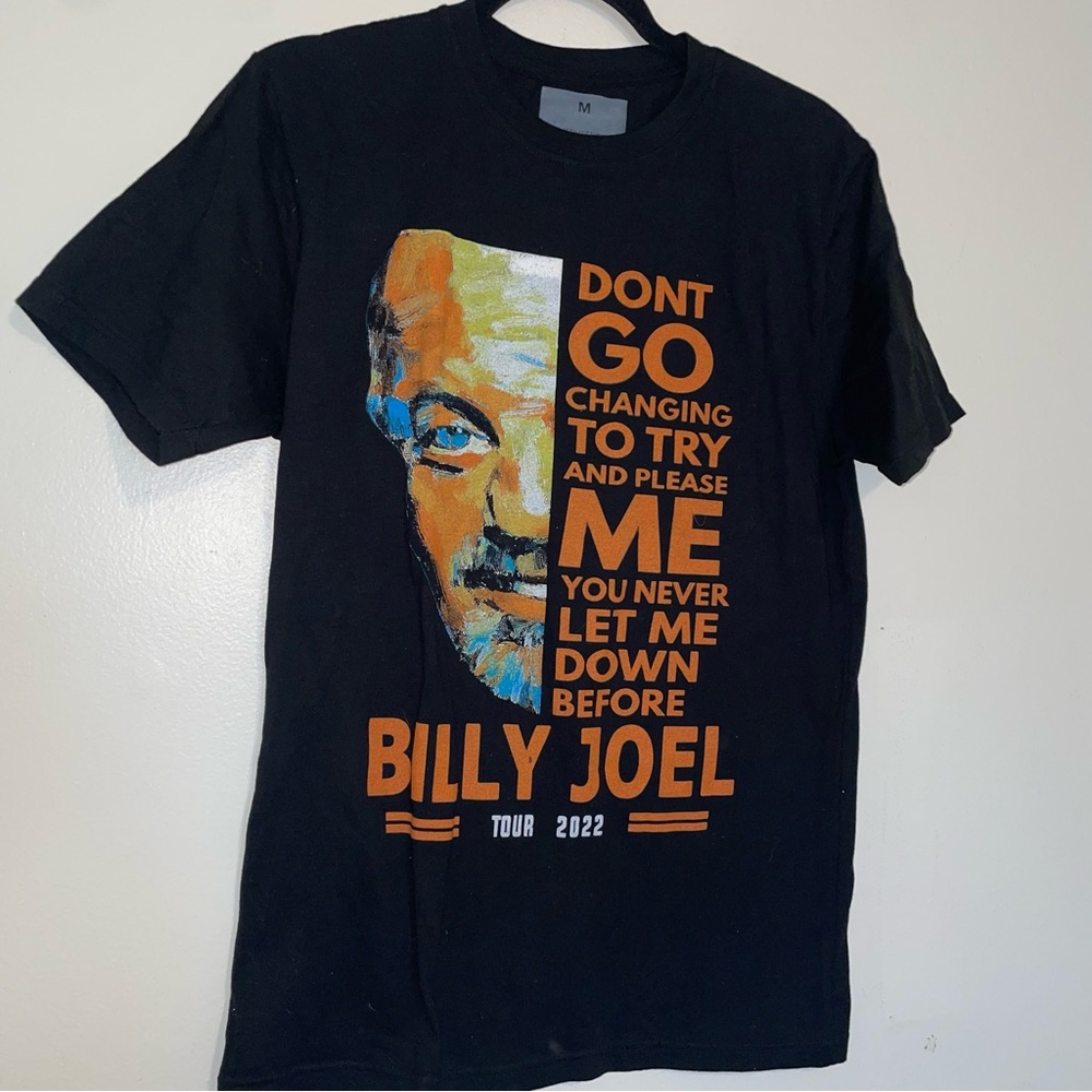 Billy Joel | 100% Cotton Navy Blue Short Sleeve Graphic Tee - Picture 2 of 4